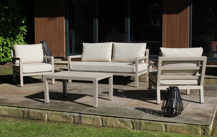 JB Furniture Exclusive Hartforth Two Seat Aluminium Garden Sofa Set - Cream