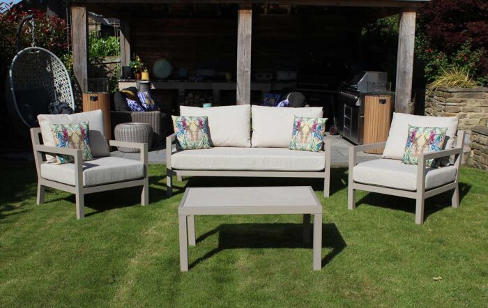 JB Furniture Exclusive Hartforth Two Seat Aluminium Garden Sofa Set - Cream