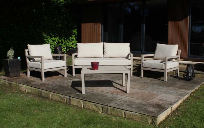 JB Furniture Exclusive Hartforth Two Seat Aluminium Garden Sofa Set - Cream
