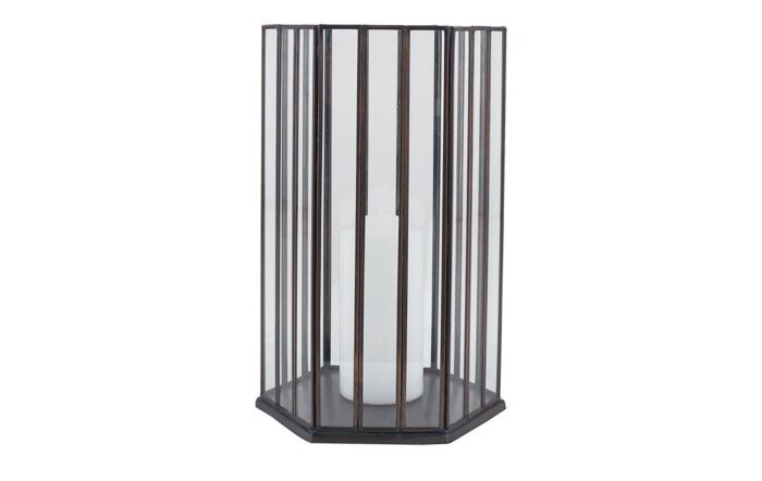 Pacific Lifestyle Antique Brass Metal & Glass Hexagonal Large Lantern