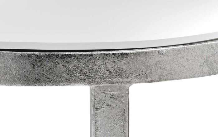 Hill Interiors  Mirrored Silver Half Moon Table With Cross Detail