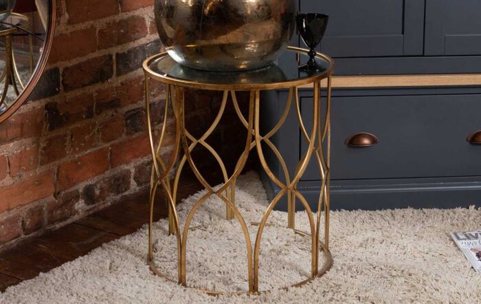 Hill Interiors Set Of Two Lattice Detail Gold Side Tables
