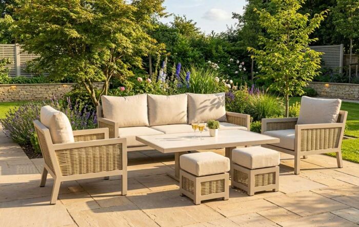JB Furniture Exclusive Conrad Rattan Three Seat Adjustable Garden Sofa Set - Latte