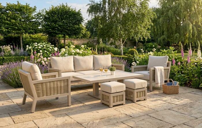 JB Furniture Exclusive Conrad Rattan Three Seat Adjustable Garden Sofa Set - Latte