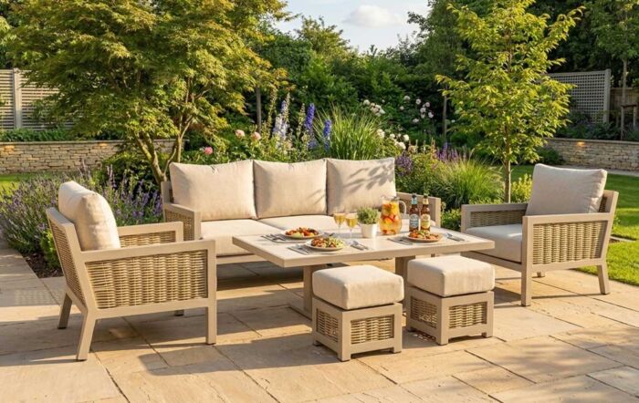JB Furniture Exclusive Conrad Rattan Three Seat Adjustable Garden Sofa Set - Latte