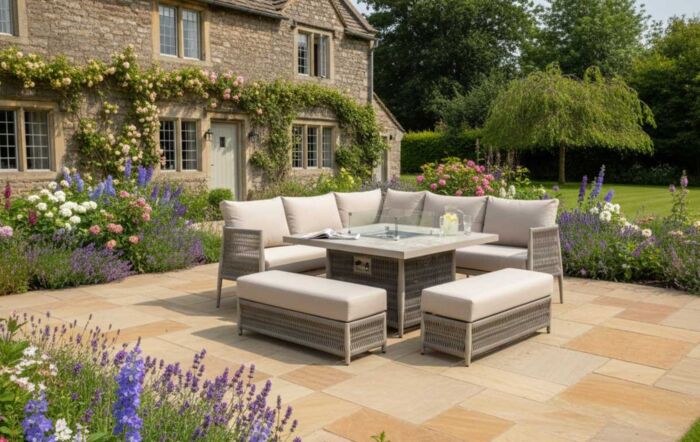 JB Furniture Exclusive Seychelles Corner Sofa with Firepit Table - Latte