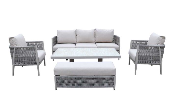 JB Furniture Exclusive Seychelles Three Seat Garden Sofa Set with Adjustable Table - Latte