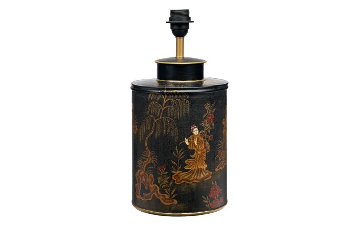 Pacific Lifestyle Landscape Black Hand Painted Metal Table Lamp