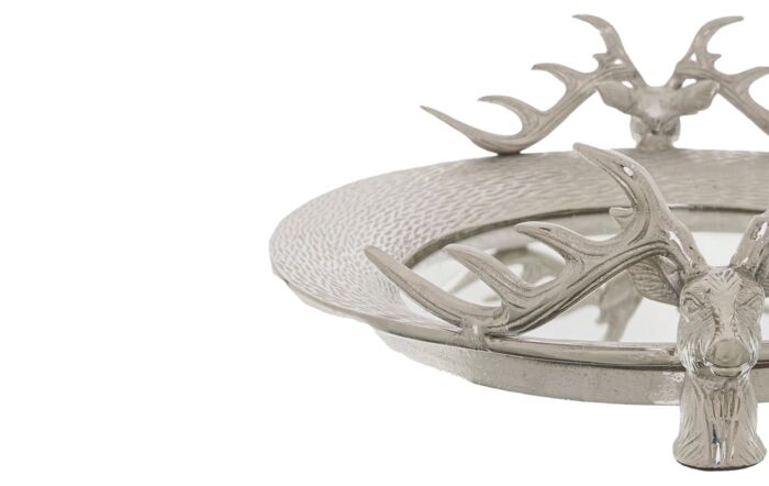 Hill Interiors Large Mirrored Tray With Stag Heads