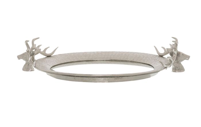 Hill Interiors Large Mirrored Tray With Stag Heads