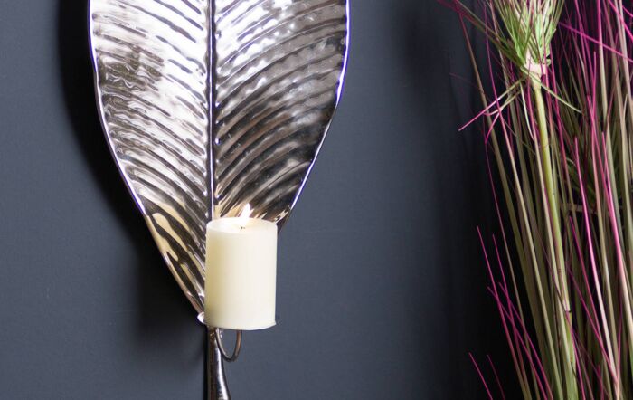 Hill Interiors Large Silver Leaf Wall Hanging Candle Holder