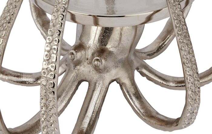 Hill Interiors Large Silver Octopus Candle Hurricane Lantern