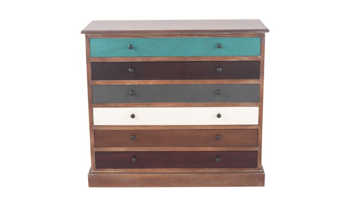 Pacific Lifestyle Loft Pine Wood Multicoloured 6 Drawer Unit