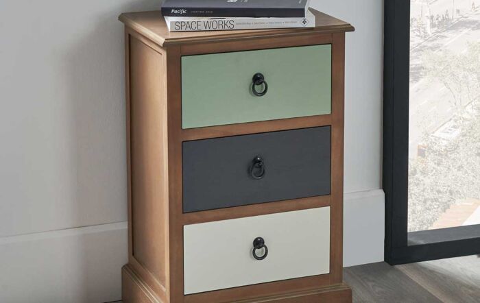 Pacific Lifestyle Loft Pine Wood Sage Multicoloured 3 drawer Unit