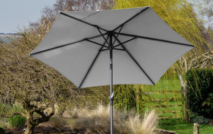 Pacific Lifestyle Riva 3m Luna Grey parasol With 40kg Ceramica Grey Wheeled Base