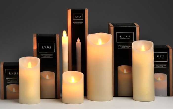 Hill Interiors Luxe Collection Natural Glow 3 6 Cream Flickering Flame Candle Set Of 4