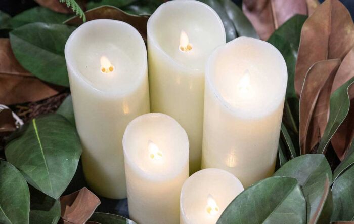 Luxe Collection 3 x 8 Cream Flickering Flame LED Wax Candle