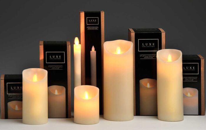 Hill Interiors Luxe Collection 3 x 8 Cream Flickering Flame LED Wax Candle Set of 3