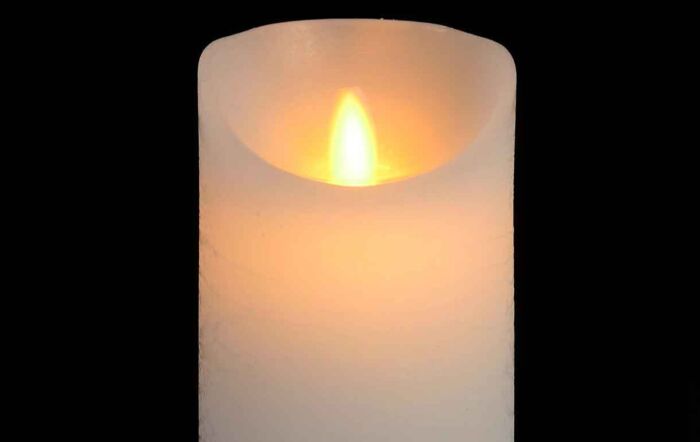 Hill Interiors Luxe Collection 3x8 White Flickering Flame LED Wax Candle Set Of 3