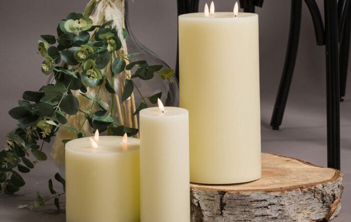 Hill Interiors Luxe Collection Natural Glow 3 x 8 LED Ivory Candle Set Of 3