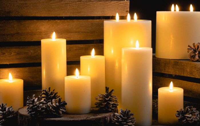 Hill Interiors Luxe Collection Natural Glow 6 x 12 LED Ivory Candle Set Of 2