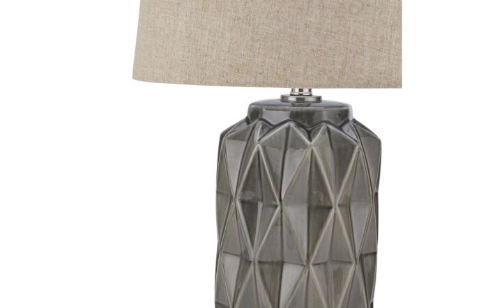 Hill Interiors Acantho Grey Ceramic Lamp With Linen Shade