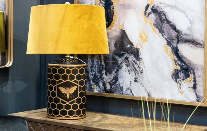 Hill Interiors Harlow Bee Table Lamp With Mustard Shade