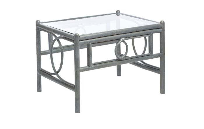 Desser Madrid Grey Cane Glass Top Coffee Table