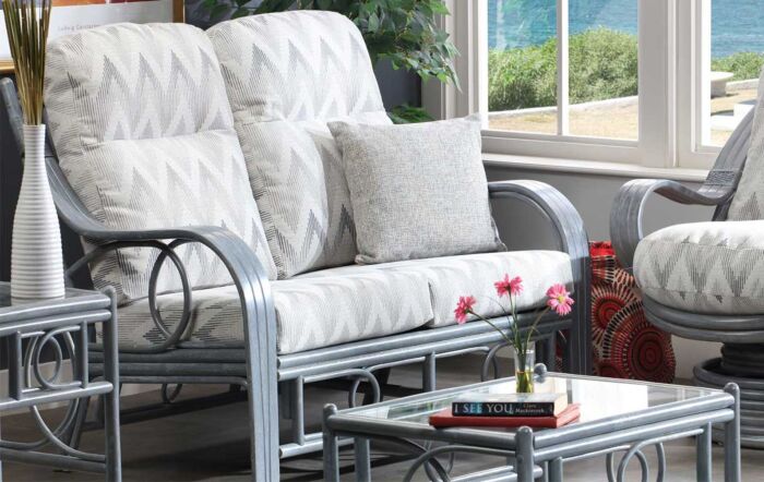 Desser Madrid Grey Cane 2 Seater Conservatory Sofa