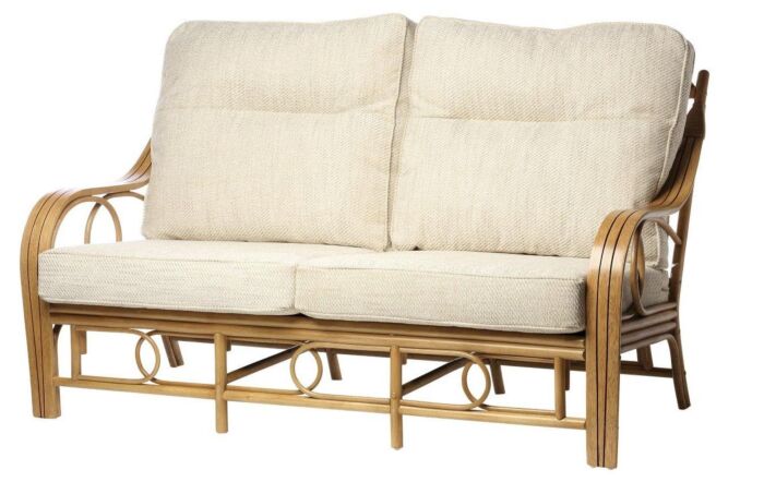Desser Madrid Light Oak Cane Rattan 3 Seater Sofa