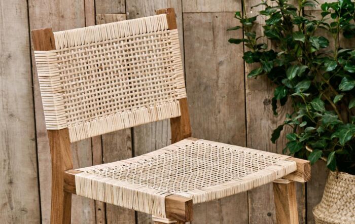 Nkuku Madrisana Acacia & Rattan Bar Stool