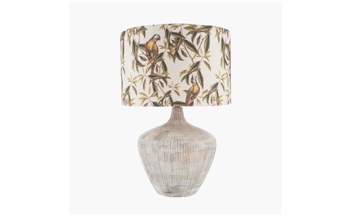 Pacific Lifestyle Manaia White Wash Textured Wood Table Lamp