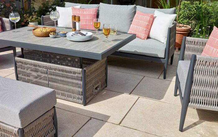 Bramblecrest Mauritius 3 Seat Sofa Set with Rectangle Adjustable Table - Grey