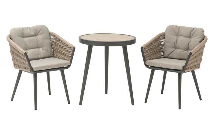 Bramblecrest Mauritius Round Garden Bistro Set - Grey