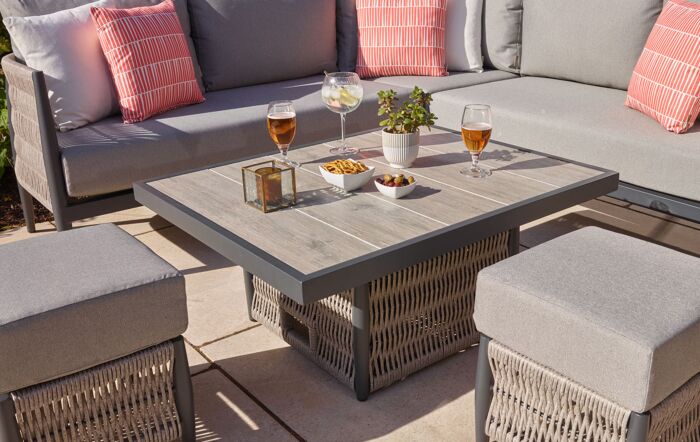 Bramblecrest Mauritius Small Corner Sofa with Mini Adjustable Table - Grey