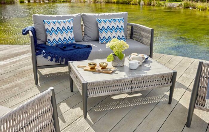 Bramblecrest Mauritius Grey Two Seater Garden Sofa Set - Grey