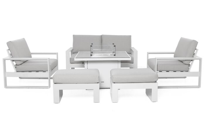 Maze Amalfi 2 Seat Sofa Set with Fire Pit Table - White