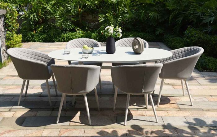 Maze Ambition 6 Seat Oval Dining Set - Lead Chine