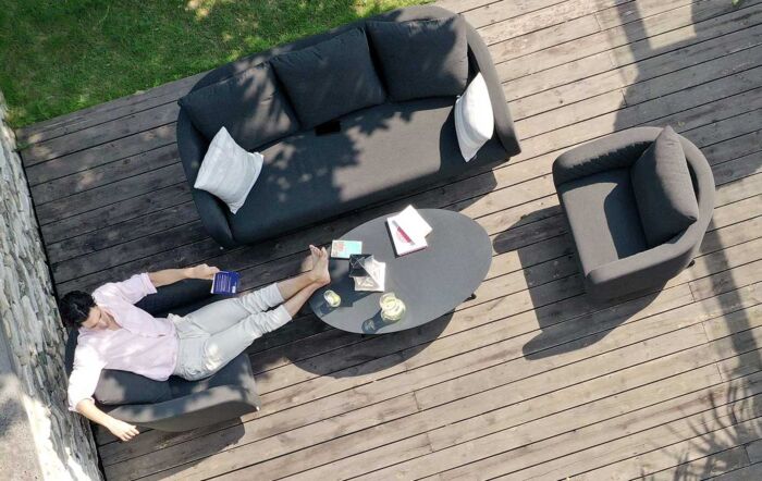 Maze Ambition 3 Seat Fabric Garden Sofa Set - Charcoal 