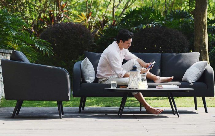 Maze Ambition 3 Seat Fabric Garden Sofa Set - Charcoal 