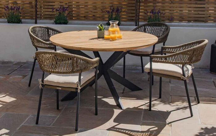 Maze Bali Rope Four Seat Dining Set - Olive Green