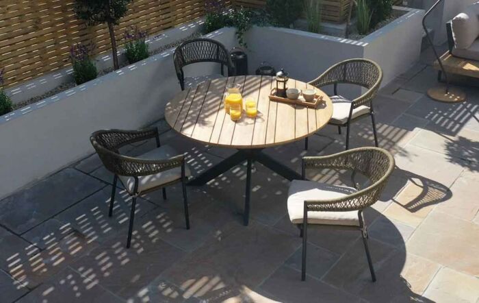 Maze Bali Rope Four Seat Dining Set - Olive Green