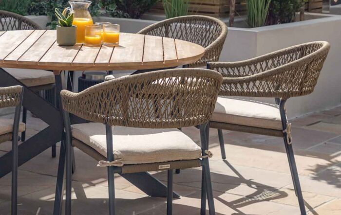 Maze Bali Rope Weave 6 Seat Round Garden Dining Set