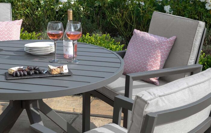 Maze New York 4 Seat Round Aluminium Dining Set - Dove Grey