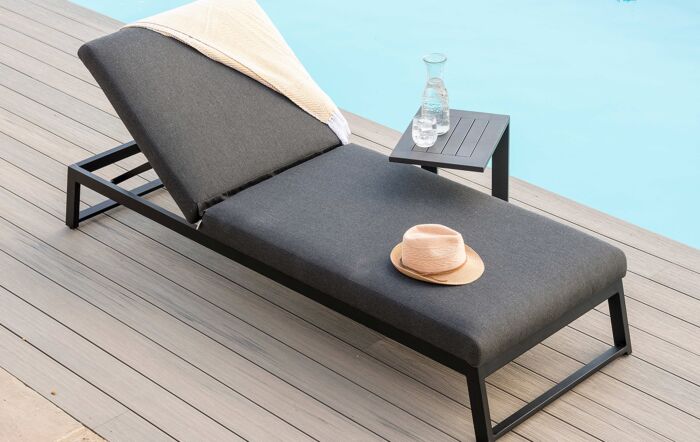 Maze Outdoor Fabric Allure Sunlounger - Charcoal Maze Outdoor Fabric Allure Sunlounger - Charcoal