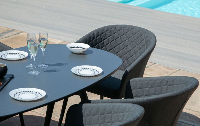 Maze Ambition Outdoor Fabric 6 Seat Oval Dining Set - Charcoal Maze Ambition Outdoor Fabric 6 Seat Oval Dining Set - Charcoal