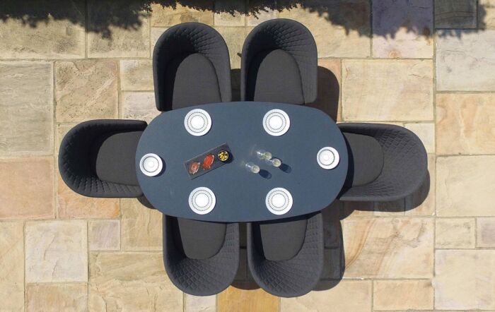 Maze Ambition Outdoor Fabric 6 Seat Oval Dining Set - Charcoal