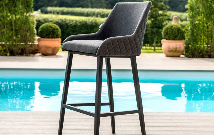 Maze Regal Outdoor Fabric 8 Seat Bar Set With Fire Pit Table - Flanelle