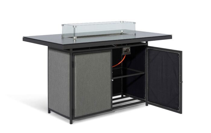 Maze Regal Outdoor Fabric 8 Seat Bar Set With Fire Pit Table - Flanelle