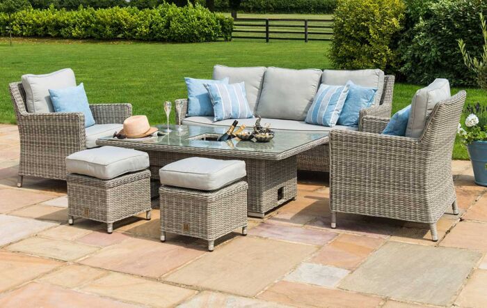 Maze Oxford Rattan Adjustable Garden Sofa Dining Set - Grey